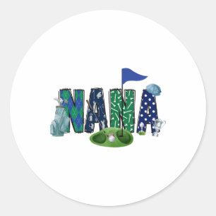 Sticker Rond Nana du garçon d'anniversaire trou en un coup de g