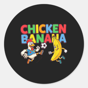 Sticker Rond Nana joueuse de football poulet de dessin animé dr