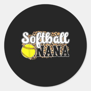 Sticker Rond Nana Softball Léopard Nana d'un joueur de softball