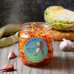 Sticker Rond Napa et poivre Pals Drôle Cartoon Round Kimchi