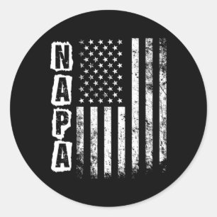 Sticker Rond Napa Fête des Pères Drapeau Américain 4 Juillet
