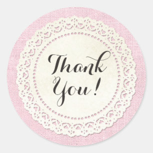 Sticker Rond Nappe en dentelle de campagne rustique sur un Merc