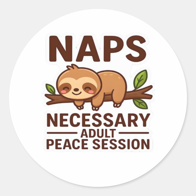 Sticker Rond Nappes de fentes mignonnes - Session de paix adult (Devant)