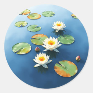 Sticker Rond Nappes d'eau paisibles flottant sur un étang calme