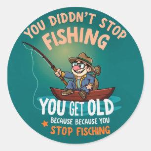 Sticker Rond N'arrêtez jamais la pêche : offrez-vous la joie de