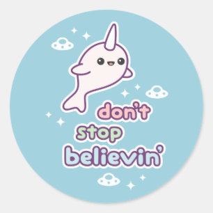 Sticker Rond Narwhal avec OVNI