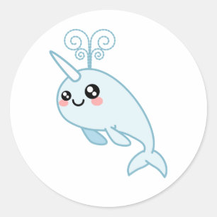 Sticker Rond Narwhal Cutie