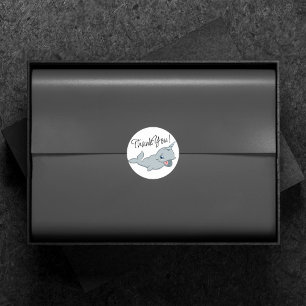 Sticker Rond Narwhal Grey Genre neutre Animal marin marin mar