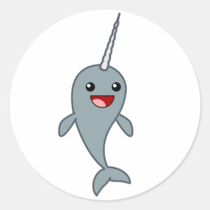 Sticker Rond Narwhal heureux