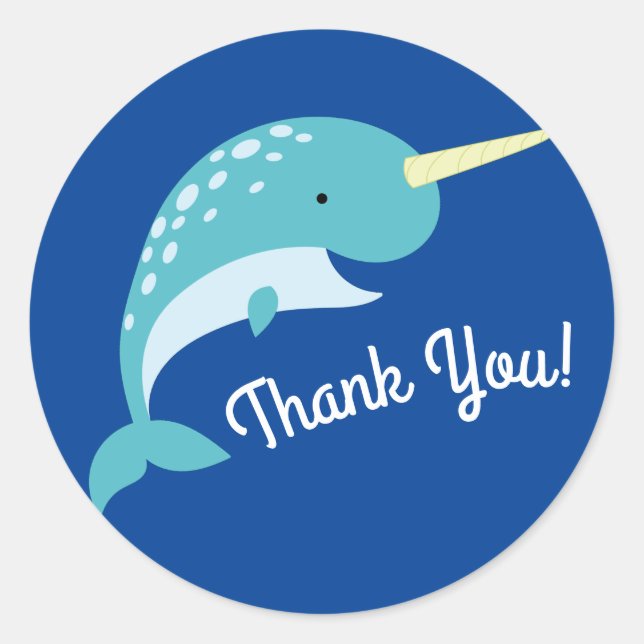 Sticker Rond Narwhals Ocean Fête d'anniversaire pour enfants (Devant)