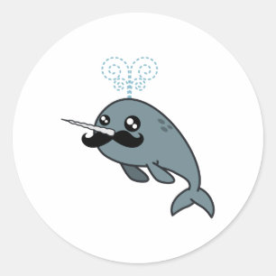 Sticker Rond Narwhalstache