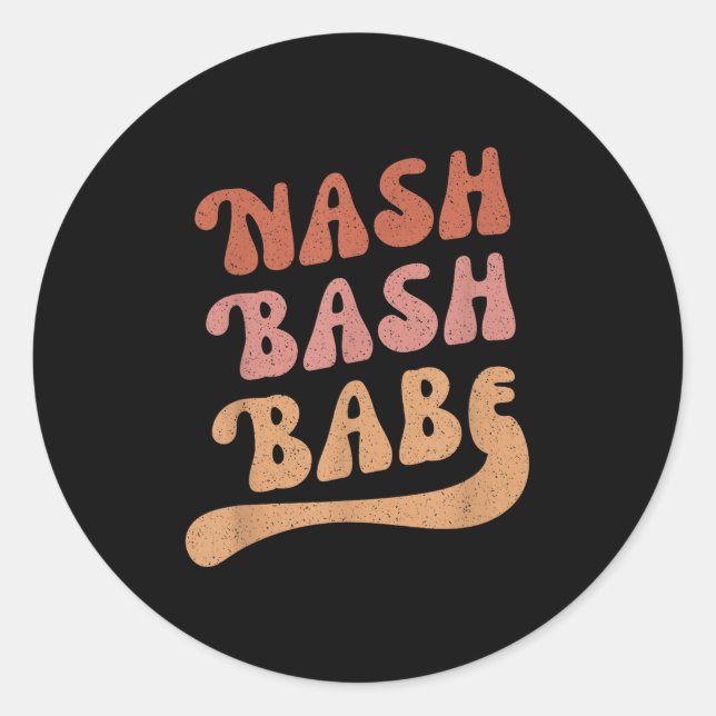 Sticker Rond Nash Bash Babe Faveur de fête de Bachelorette Mign (Devant)