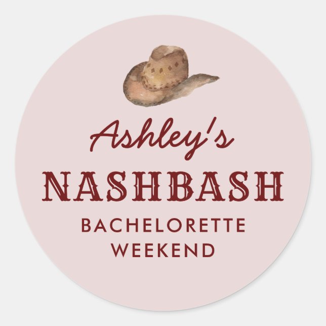 Sticker Rond Nash Bash Nashville Bachelorette Party Week-end (Devant)