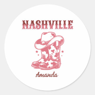 Sticker Rond nashville pink cowgirl bachelorette party