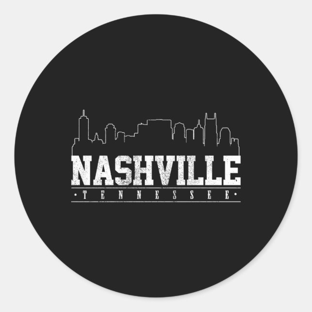 Sticker Rond Nashville Skyline Tennessee Music City (Devant)
