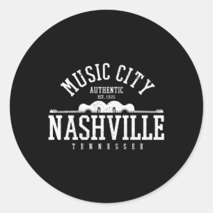 Sticker Rond Nashville Tennessee Country Music City Guitare
