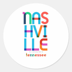 Sticker Rond Nashville Tennessee Mid Century, Pop Art,