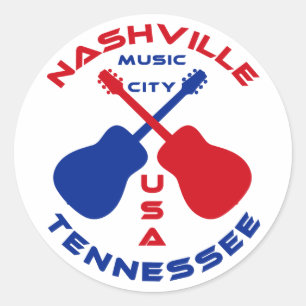Sticker Rond Nashville, Tennessee Music City USA