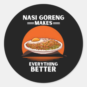 Sticker Rond Nasi Goreng Met Tout En Oeuvre Pour Une Meilleure