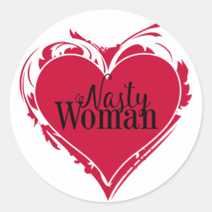 Sticker Rond NASTY FEMME red art COEUR
