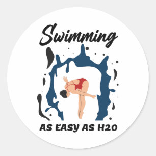 Sticker Rond Natation aussi facile que H2O - Amusante conceptio