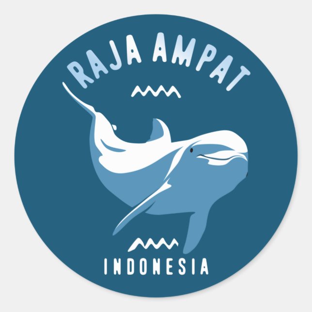 Sticker Rond Natation avec les dauphins à Raja Ampat (Devant)