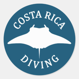 Sticker Rond Natation Avec Manta Ray - Costa Rica Plongée sous-