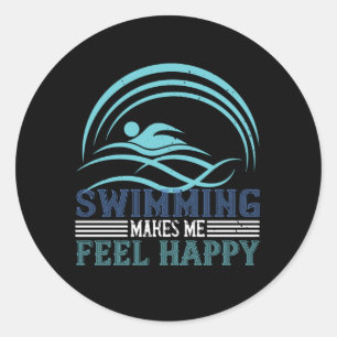 Sticker Rond Natation - La natation me rend heureux