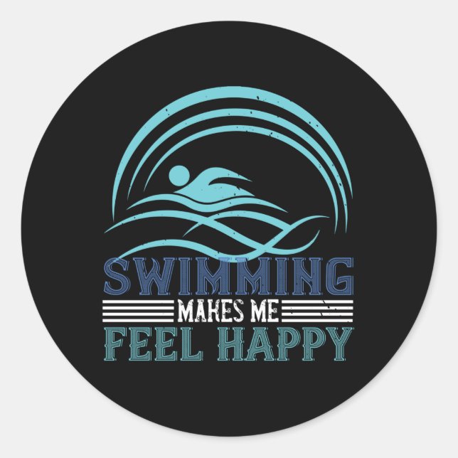 Sticker Rond Natation - La natation me rend heureux (Devant)