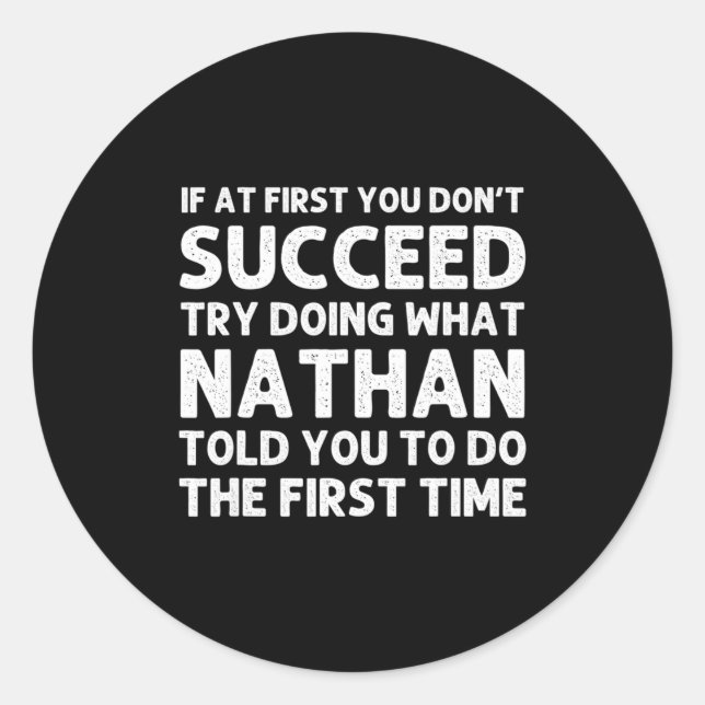 Sticker Rond Nathan Gift Name D Birthday Funny Chris  (Devant)