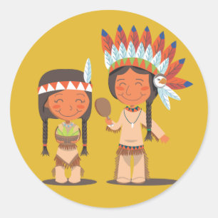 Sticker Rond Natif américain