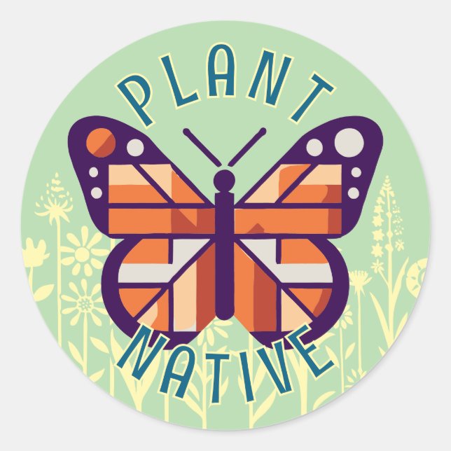 Sticker Rond Natif plante Pour Pollinisateurs (Devant)
