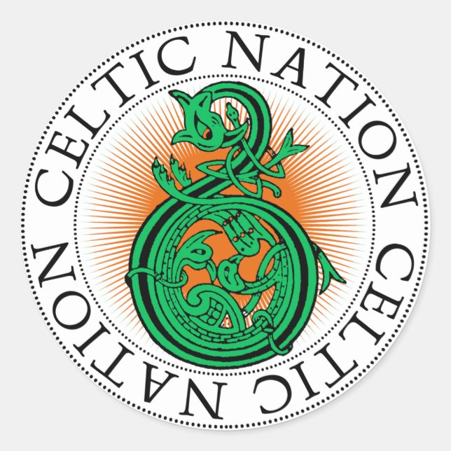 Sticker Rond Nation celtique Dragon de la Saint Patrick (Devant)