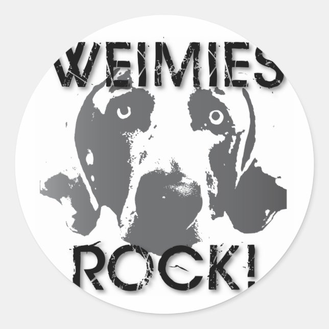 Sticker Rond Nation Weimaraner : Weimies ROCK! (Devant)