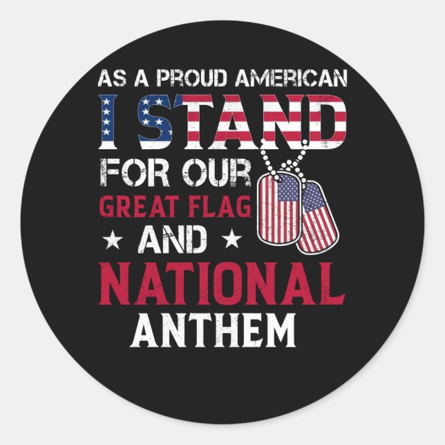 Sticker Rond National Anthem - Usa Flag Design (Devant)