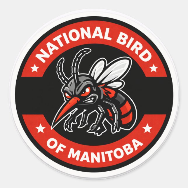 Sticker Rond National Bird of Manitoba Funny Winnipeg Mosquito  (Devant)