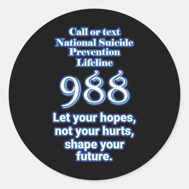 Sticker Rond National Suicide Prevention Lifeline 988 Let Your  (Devant)