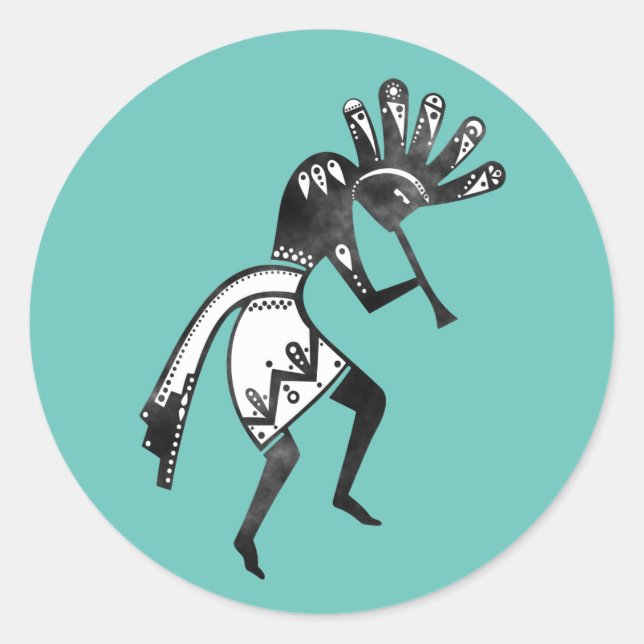 Sticker Rond Native Americans Culture - Dancing Kokopelli 1 (Devant)