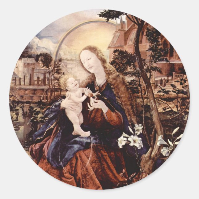 STICKER ROND NATIVITÉ AVEC DES LILLES BLANCHES - MAGIE DE NOËL (Devant)