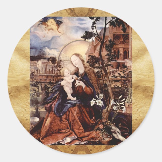 STICKER ROND NATIVITÉ AVEC DES LILLES BLANCHES - MAGIE DE NOËL (Devant)