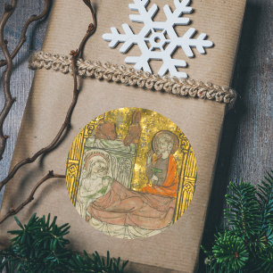 Sticker Rond Nativité de Noël chrétienne médiévale