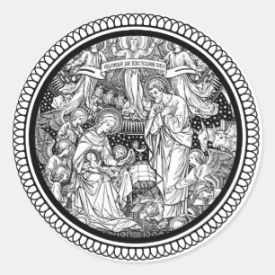 Sticker Rond Nativité de Noël Naissance de Jésus Marie Joseph