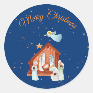 Sticker Rond Nativité et étoiles