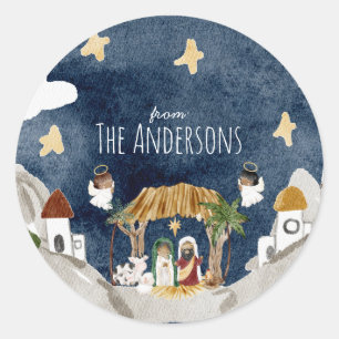 Sticker Rond Nativité noire africaine Noël