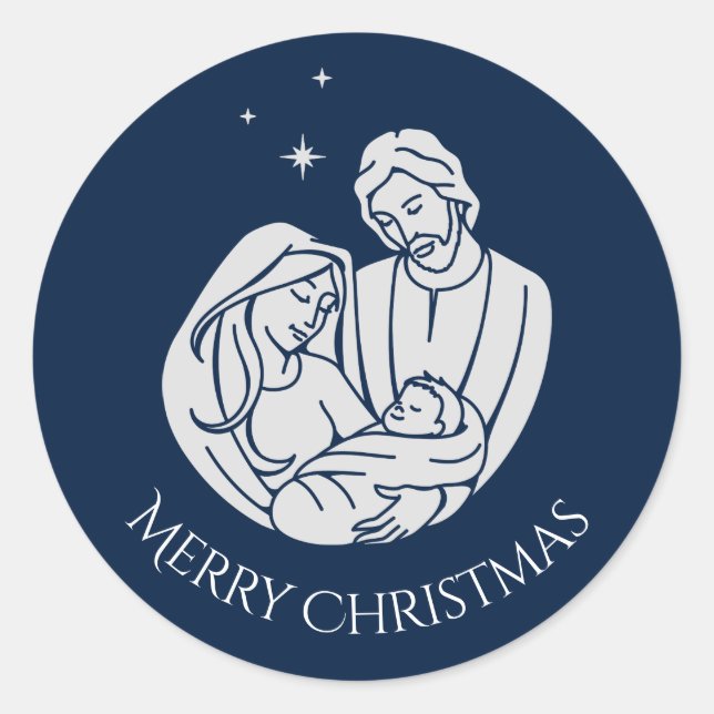Sticker Rond Nativité simple et élégante Joyeux Noël (Devant)