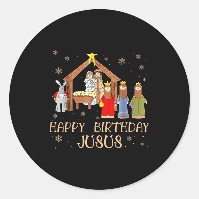 Sticker Rond Nativity Happy Birthday Jesus Christmas Nativity C (Devant)