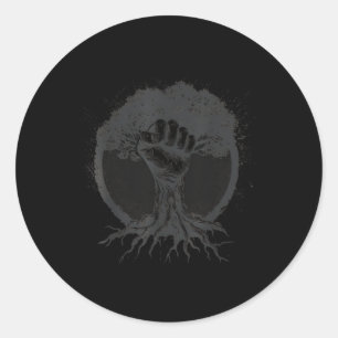 Sticker Rond Nature Amateur écologiste Poing Arbre Racines Pâte