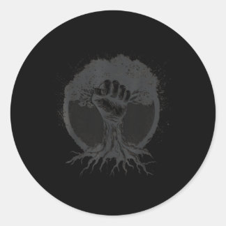 Sticker Rond Nature Amateur écologiste Poing Arbre Racines Pâte