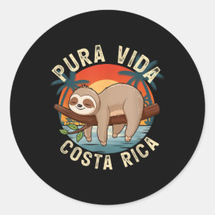 Sticker Rond Nature du coucher de soleil tropical Sloth Costa R