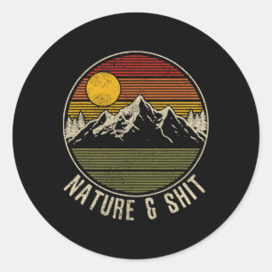 Sticker Rond Nature Et - Drôles de montagnes vintage Randonnée
